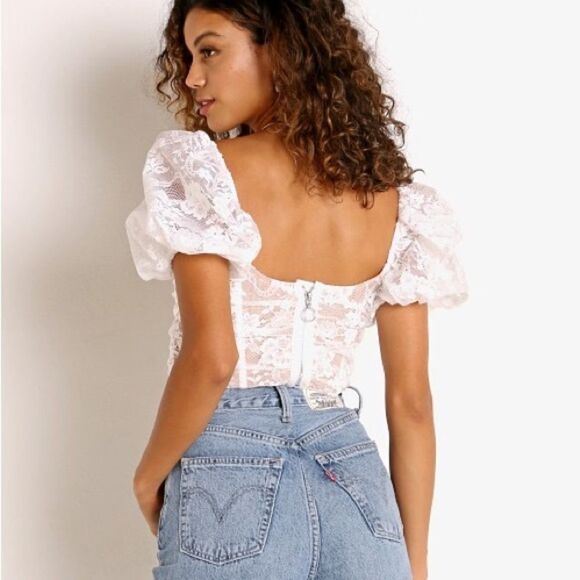 For Love & Lemons Rosalie Lace Crop Top XS - Picture 3 of 13